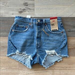 Levi's Blue Distressed 501 Jean Shorts